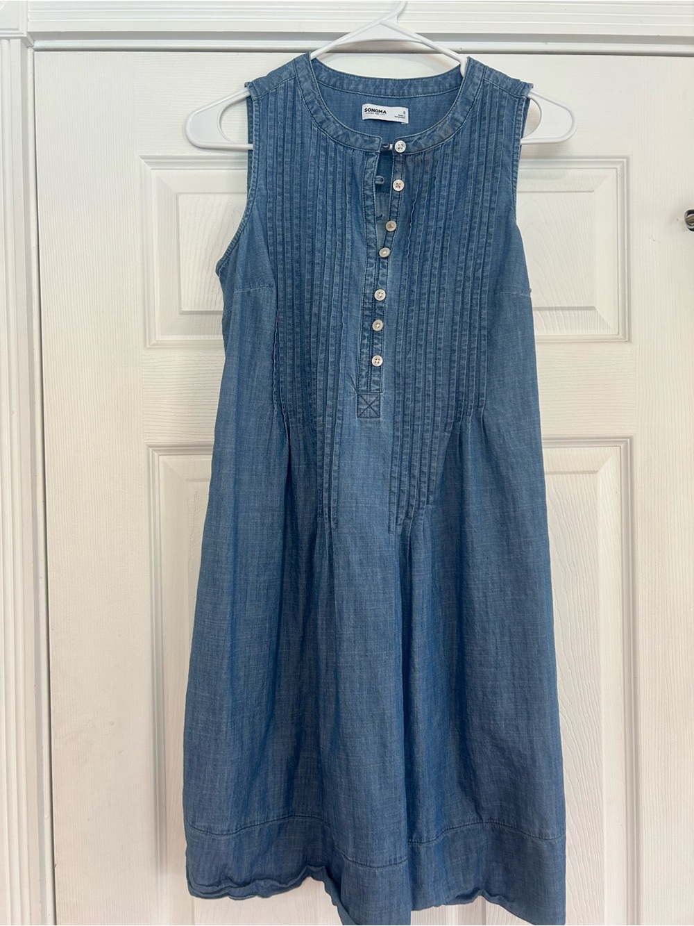 Sonoma Sleeveless Chambray Dress in Denim Blue